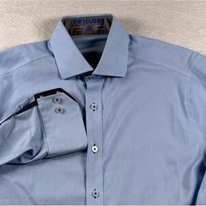 Twillory Performance Tailored For The Hustle Dress Shirt Mens 15.5 Light Blue